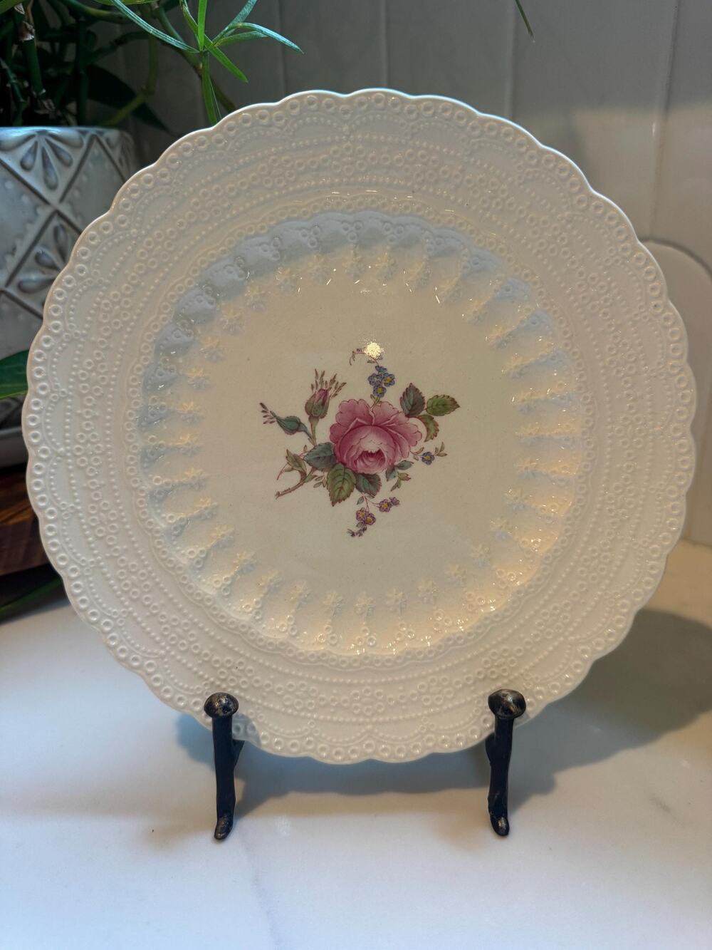 Vintage Set - Spode England Billingsley Rose Tea Party Luncheon Plates (6)